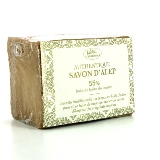 Savon d’Alep 36 x 200 gr Tradition 55% avec film et étiquette