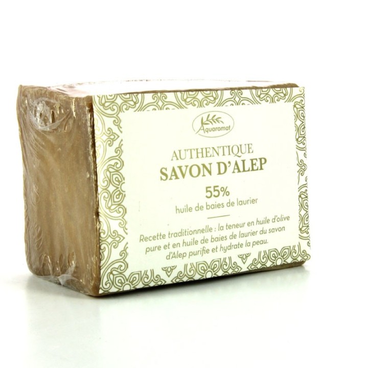 Savon d’Alep 36 x 200 gr Tradition 55% avec film et étiquette